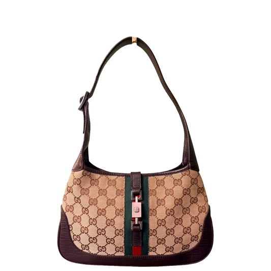 GUCCI BROWN MONOGRAM SMALL JACKIE SHOULDER BAG