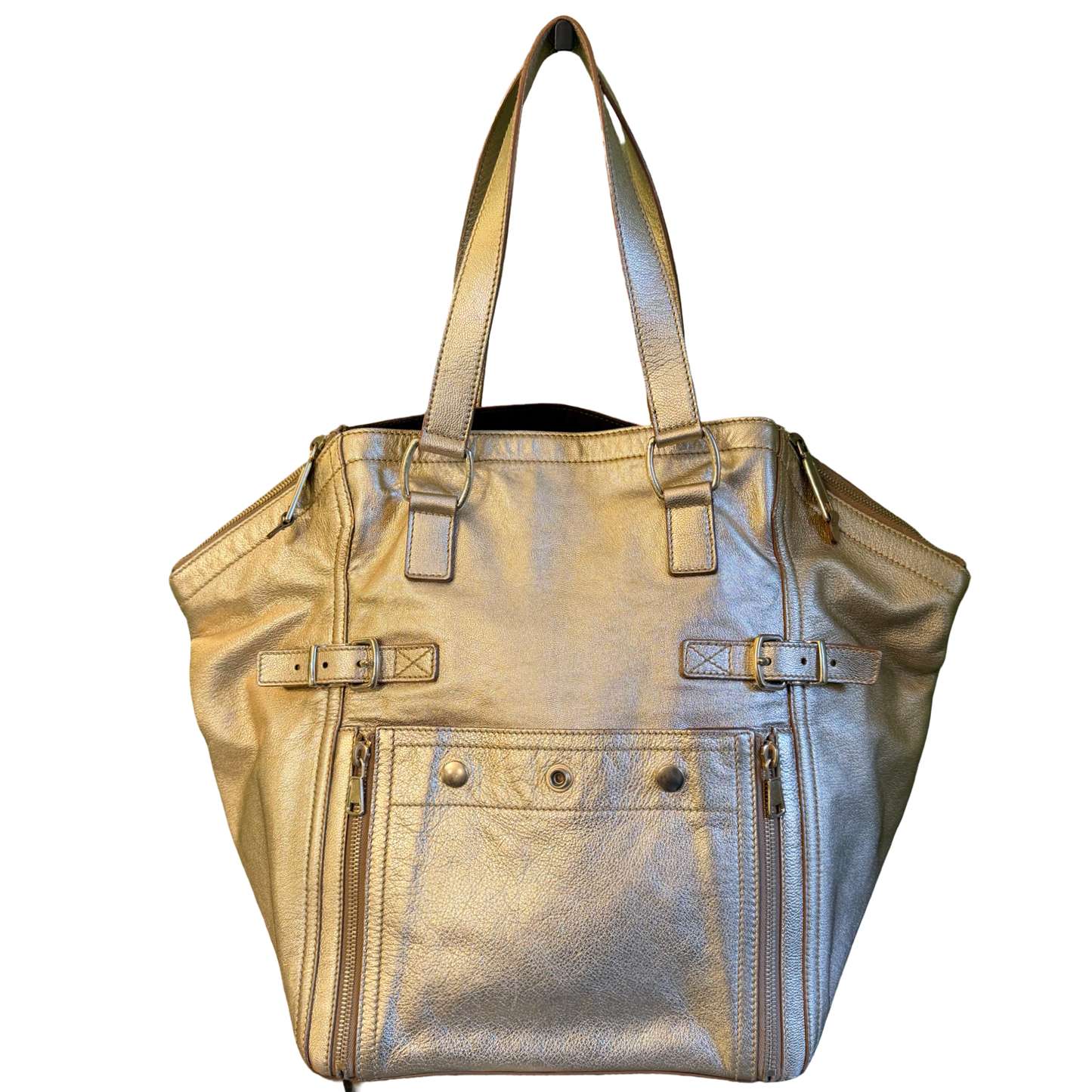 SAINT LAURENT GOLD LARGE DOWNTOWN HANDBAG