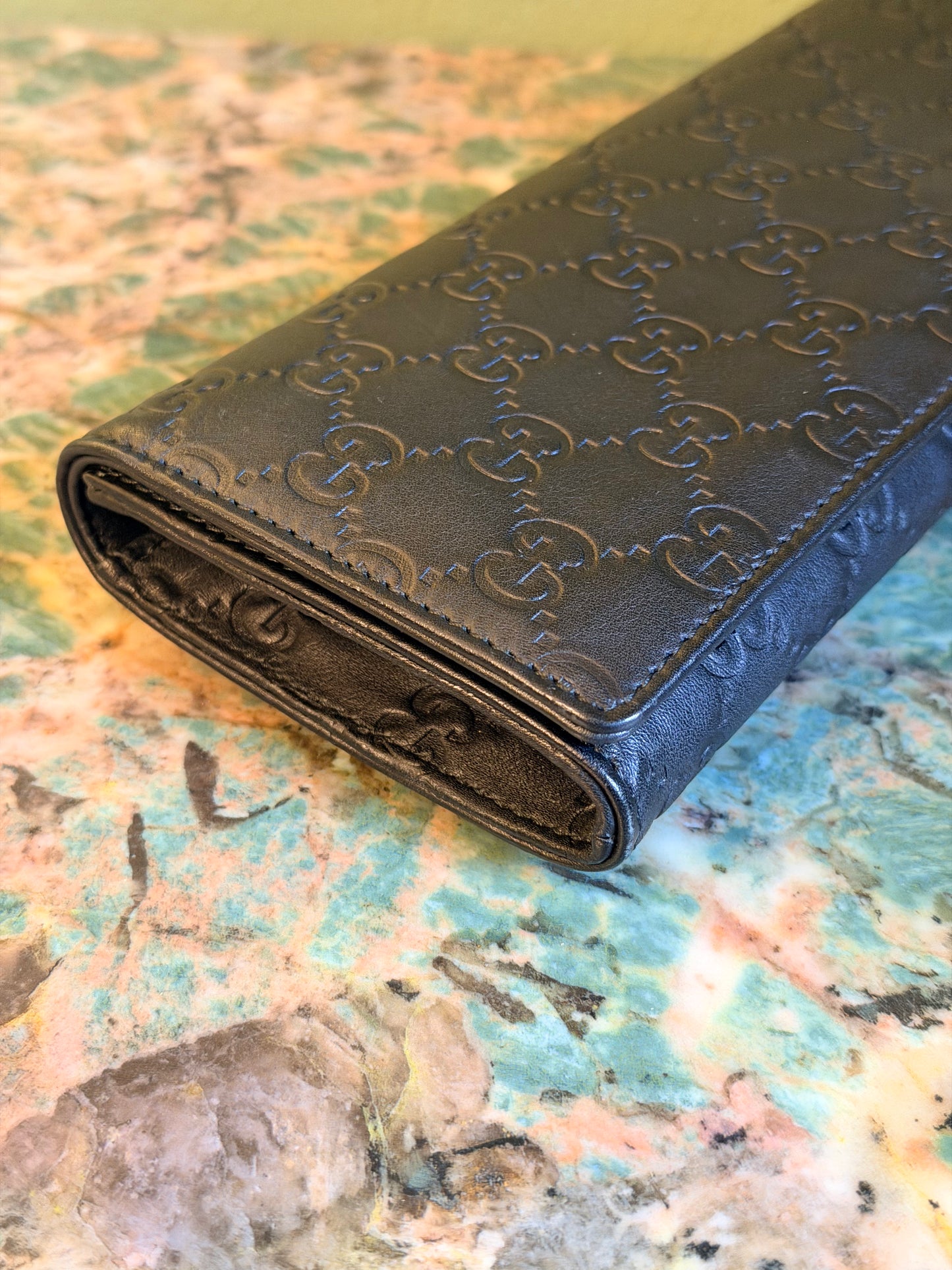 GUCCI BLACK GUCCISSIMA LONG CLUTCH