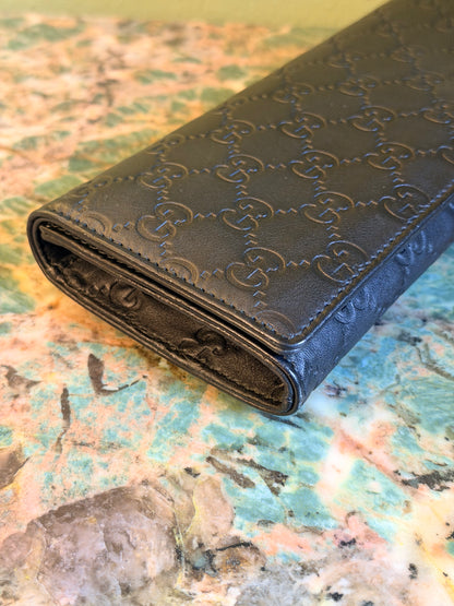 GUCCI BLACK GUCCISSIMA LONG CLUTCH
