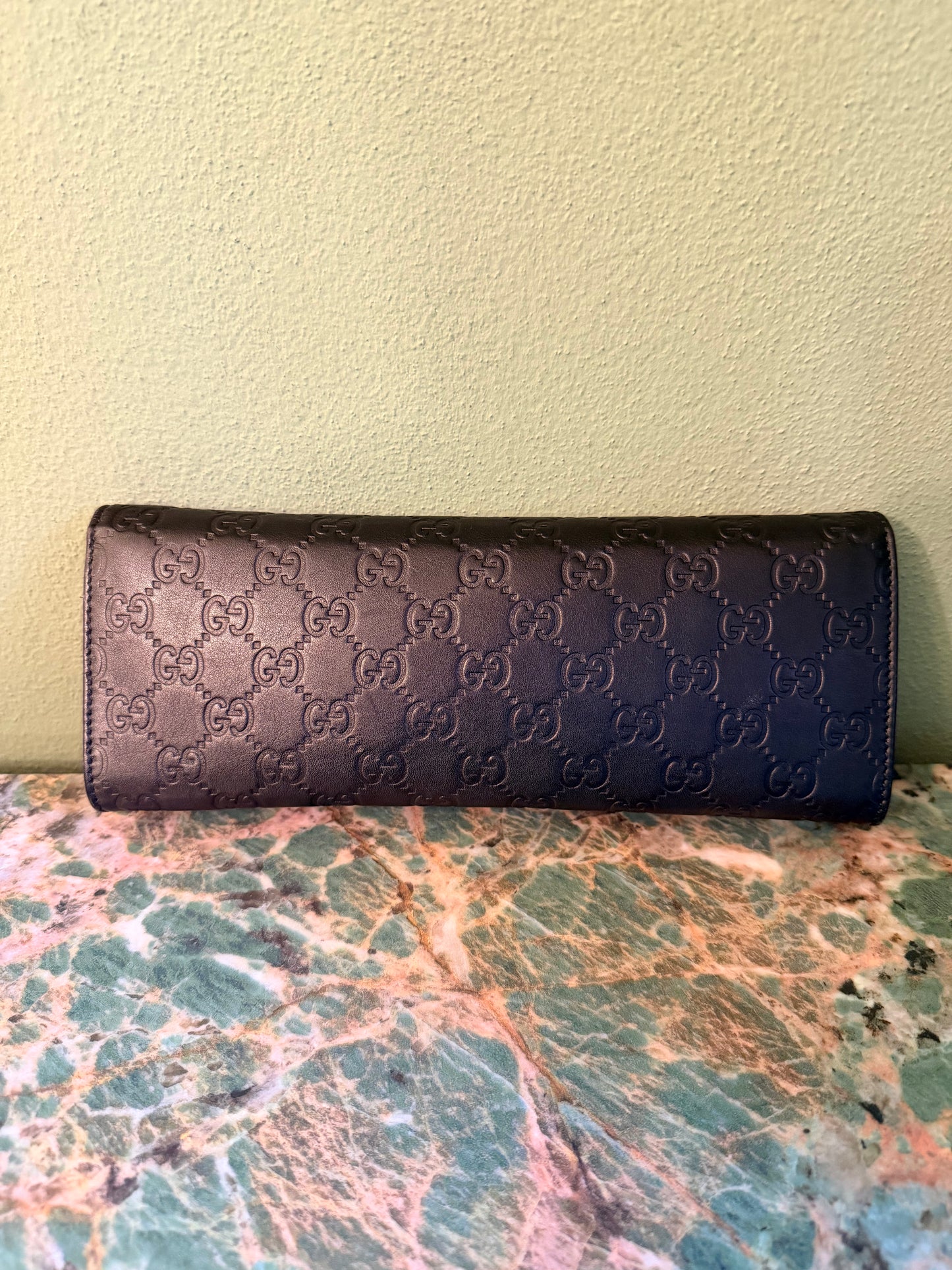 GUCCI BLACK GUCCISSIMA LONG CLUTCH