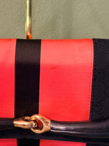 GUCCI BLACK MONOGRAM LARGE HORSEBIT CHAIN SHOULDER BAG