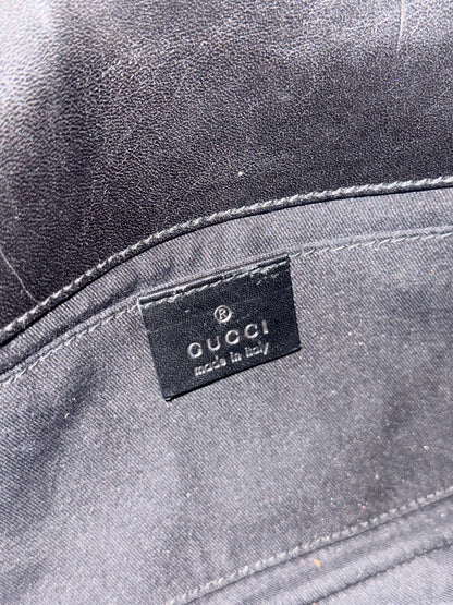 GUCCI BLACK MONOGRAM LARGE HORSEBIT CHAIN SHOULDER BAG