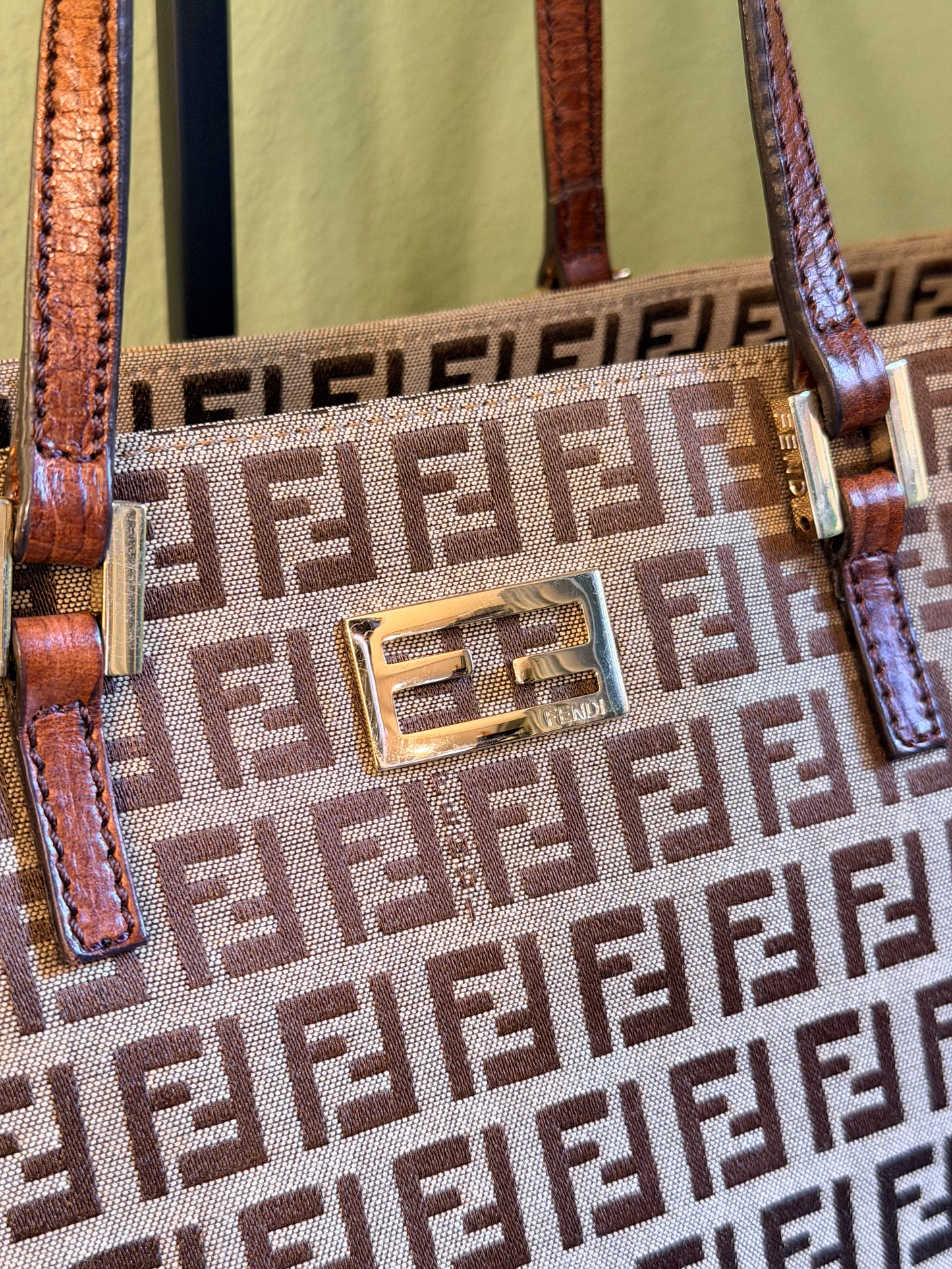 FENDI BROWN ZUCCHINO SHOPPING TOTE