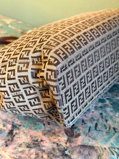FENDI BROWN ZUCCHINO SHOPPING TOTE