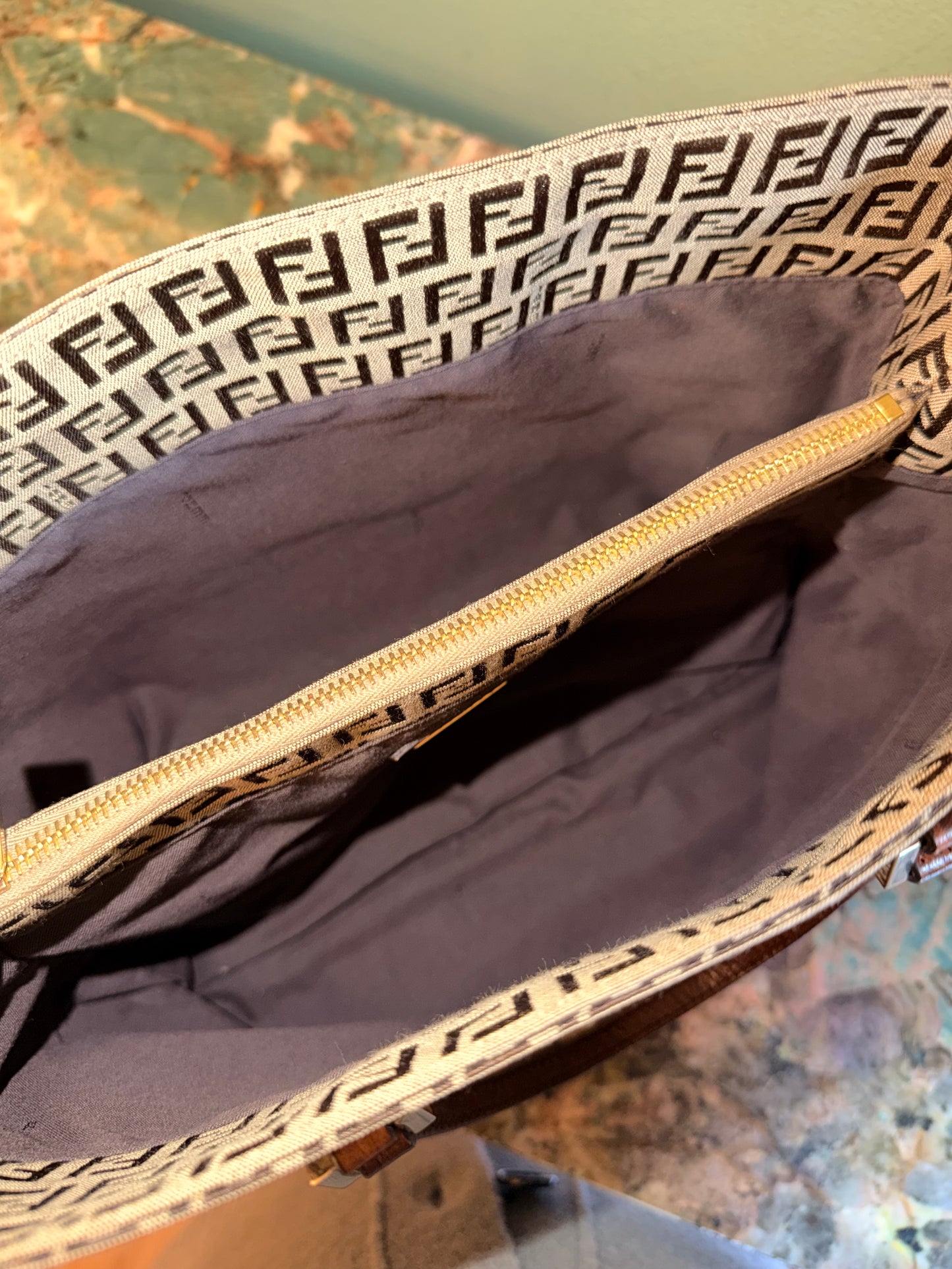 FENDI BROWN ZUCCHINO SHOPPING TOTE