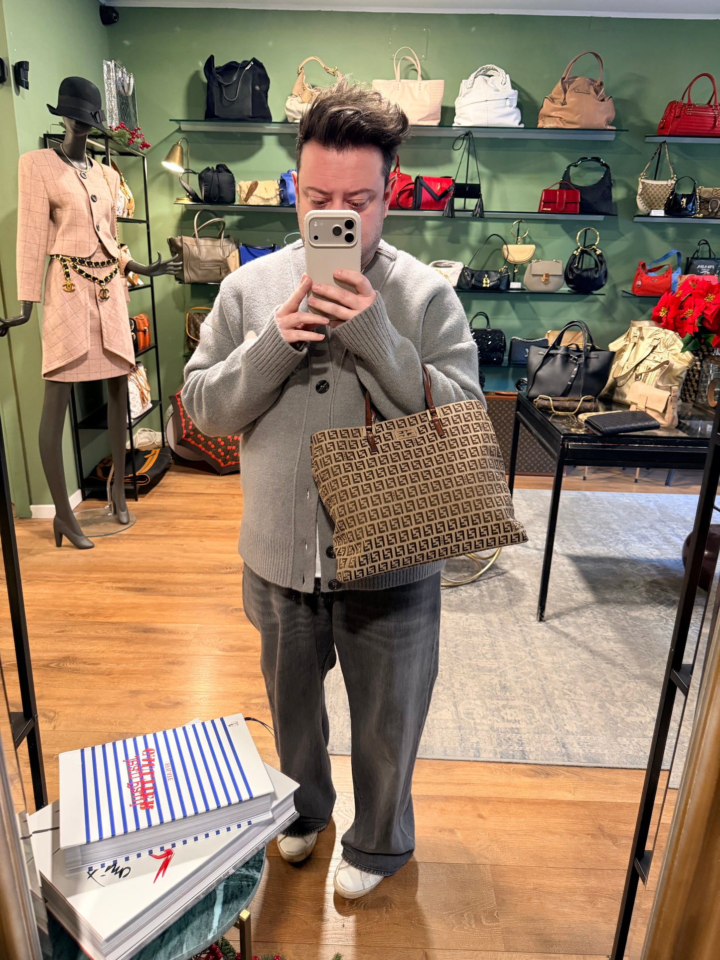 FENDI BROWN ZUCCHINO SHOPPING TOTE