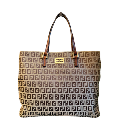FENDI BROWN ZUCCHINO SHOPPING TOTE