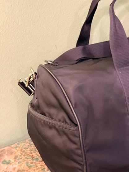 PRADA BLACK NYLON ROUND TRAVEL BAG