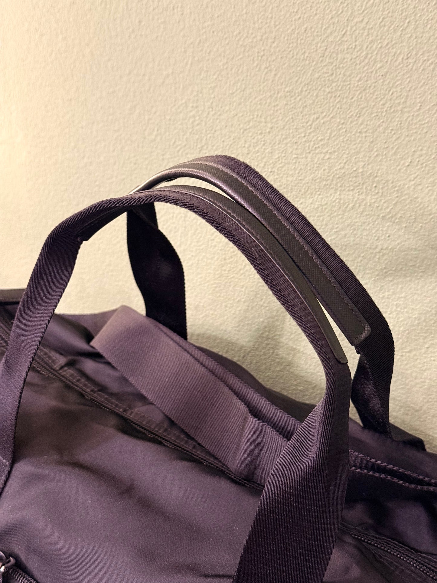 PRADA BLACK NYLON ROUND TRAVEL BAG