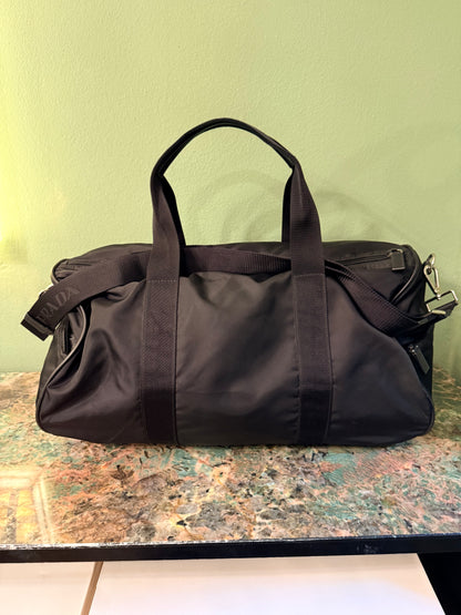 PRADA BLACK NYLON ROUND TRAVEL BAG
