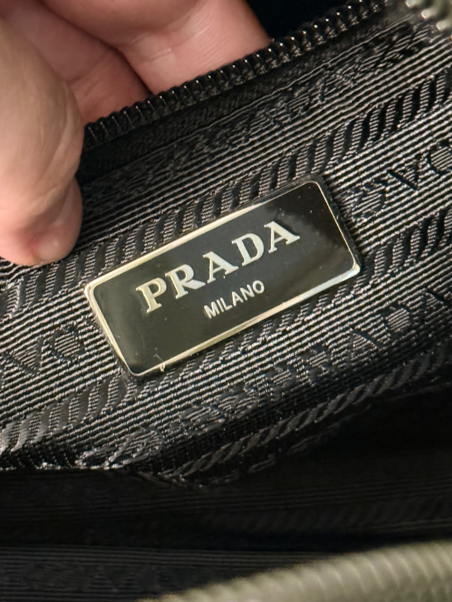 PRADA BLACK NYLON ROUND TRAVEL BAG