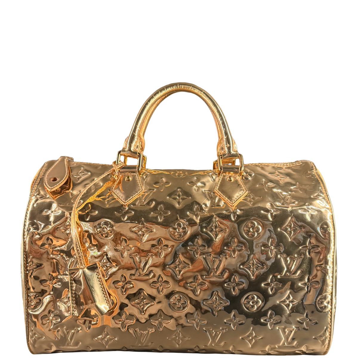 LOUIS VUITTON GOLD MIROIR SPEEDY 35 BOSTON BAG