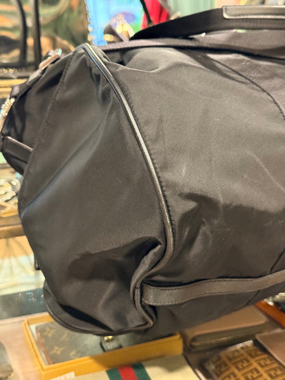 PRADA BLACK NYLON ROUND TRAVEL BAG