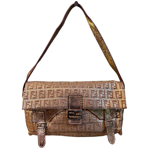 FENDI GOLD LUREX ZUCCHINO SHOULDER BAG