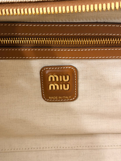 MIU MIU BEIGE CANVAS BEAU SHOULDER BAG
