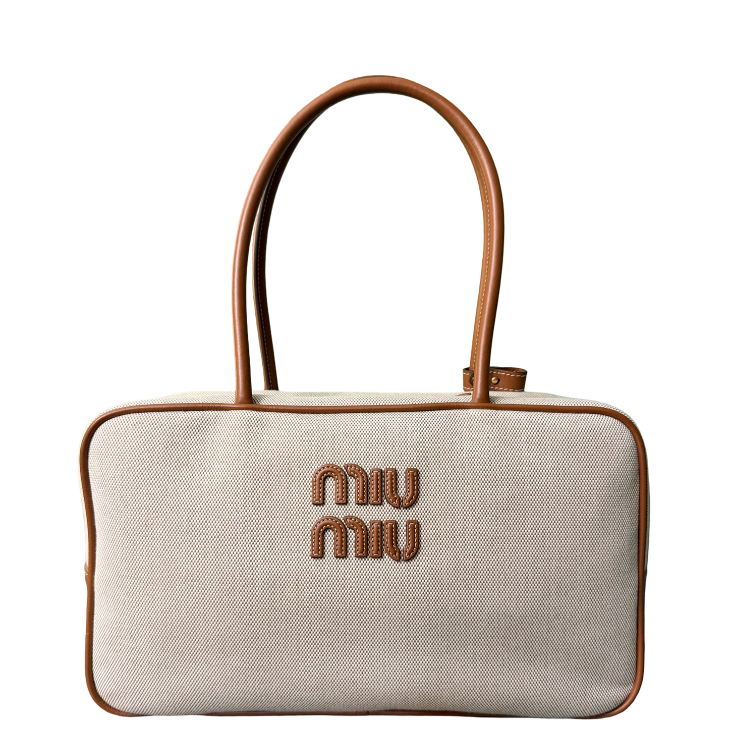 MIU MIU BEIGE CANVAS BEAU SHOULDER BAG
