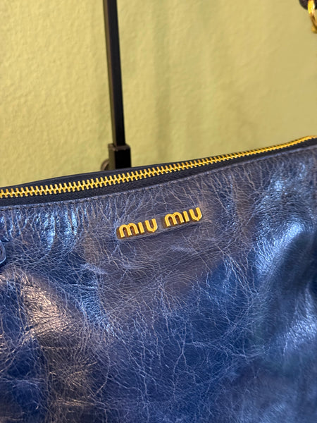 MIU MIU NAVY BOW SMALL SHOULDER BAG