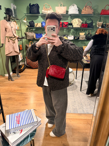 CHANEL RED QUILTED SMALL CAMERA BAG