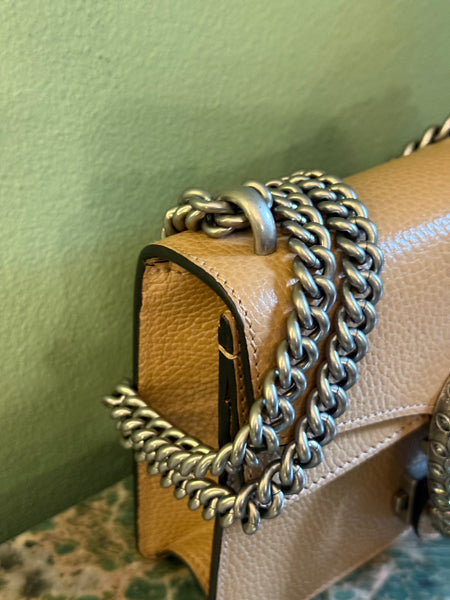 GUCCI BEIGE LEATHER MINI DIONYSUS CROSSBODY BAG