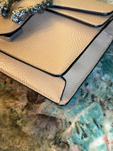 GUCCI BEIGE LEATHER MINI DIONYSUS CROSSBODY BAG