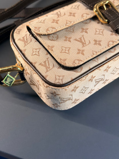 LOUIS VUITTON MINI LIN BROWN JULIETTE CROSSBODY BAG