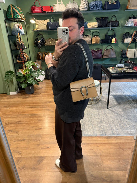 GUCCI BEIGE LEATHER MINI DIONYSUS CROSSBODY BAG