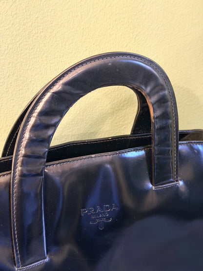 PRADA BLACK SPAZZOLATO HANDBAG