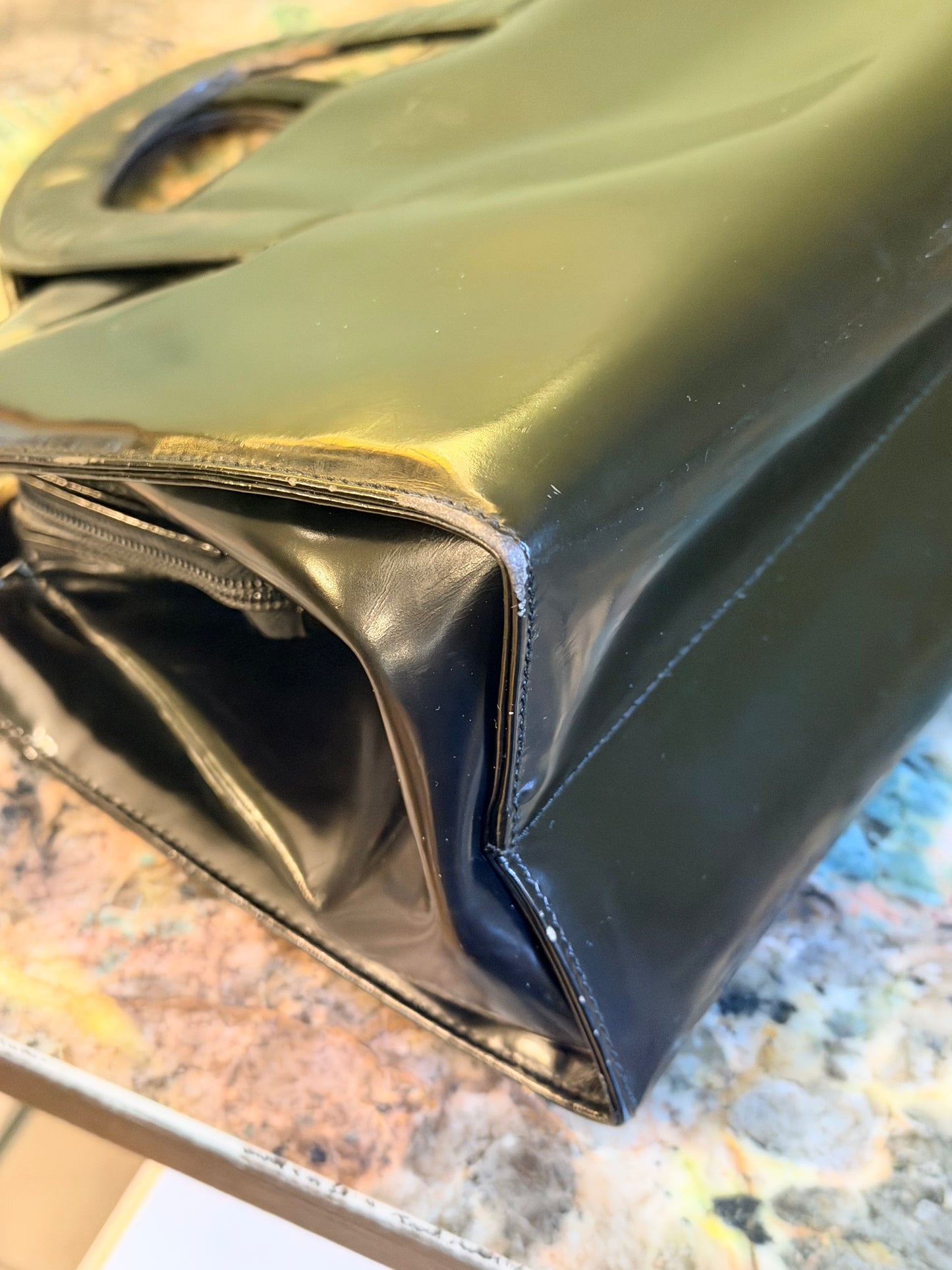 PRADA BLACK SPAZZOLATO HANDBAG