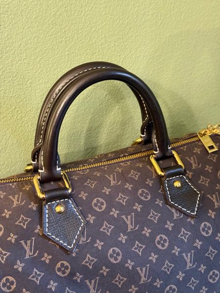 LOUIS VUITTON BROWN MINI LIN BANDOULIERE SPEEDY 30