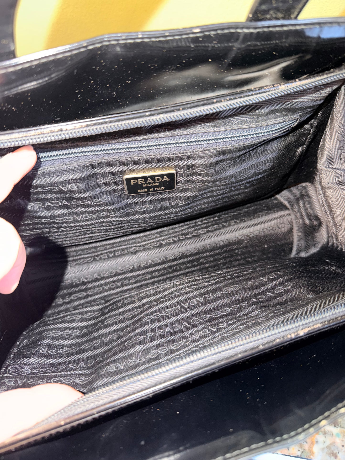 PRADA BLACK SPAZZOLATO HANDBAG