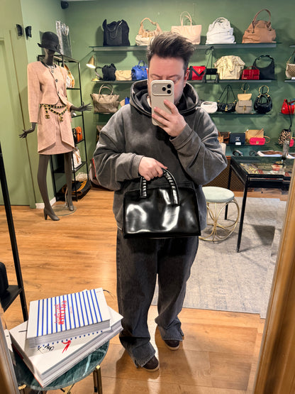 PRADA BLACK SPAZZOLATO HANDBAG