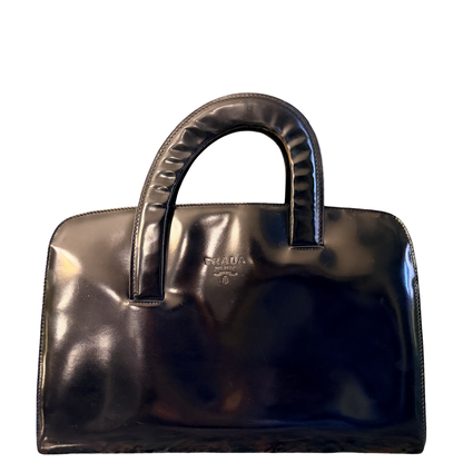 PRADA BLACK SPAZZOLATO HANDBAG