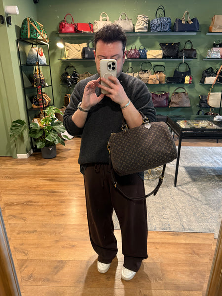 LOUIS VUITTON BROWN MINI LIN BANDOULIERE SPEEDY 30