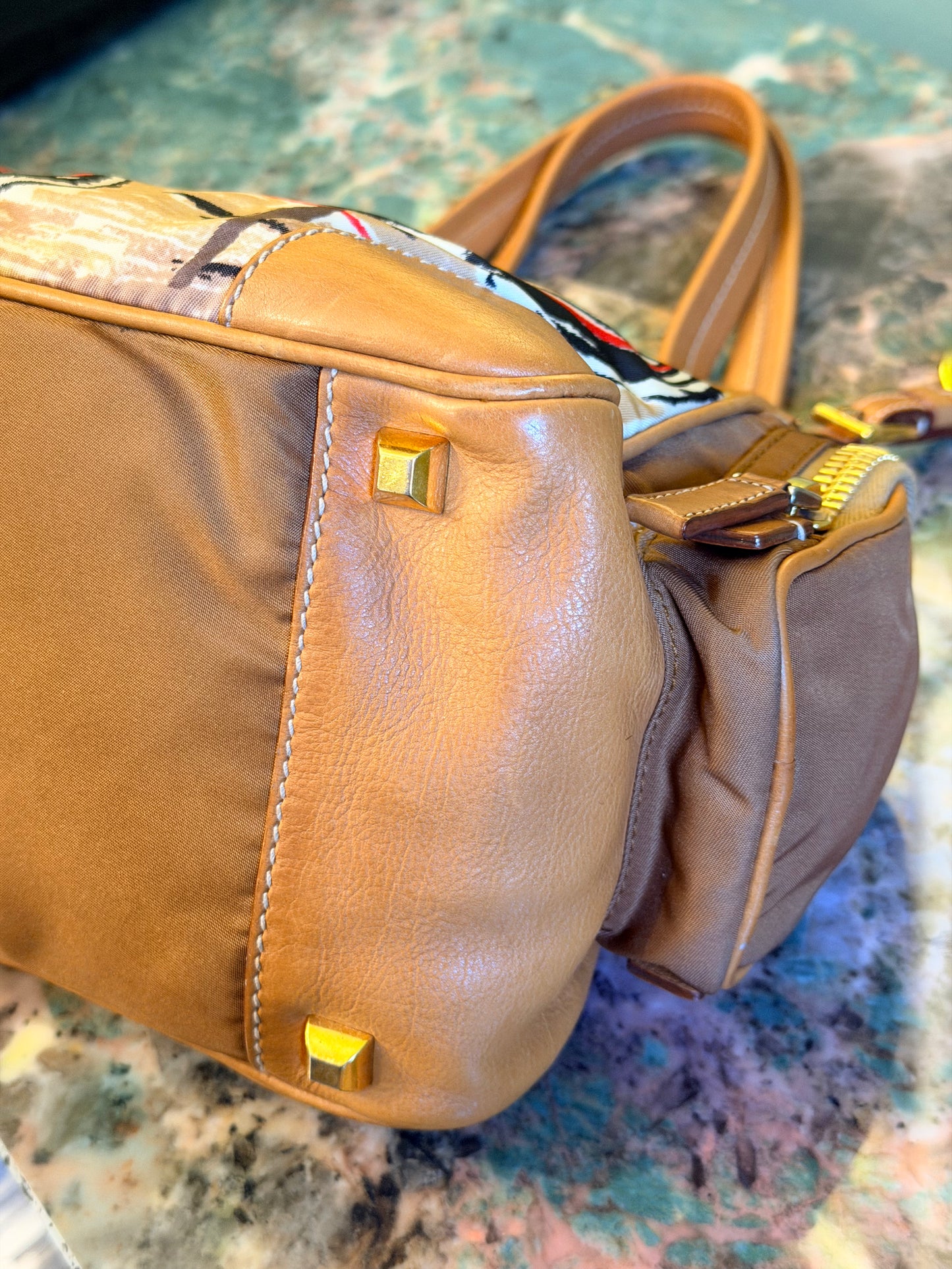 PRADA VENEZIA PRINT SMALL CARGO SHOULDER BAG