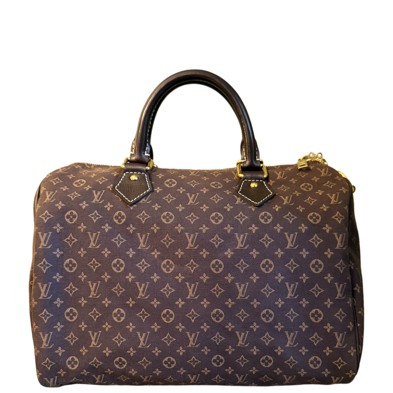 LOUIS VUITTON BROWN MINI LIN BANDOULIERE SPEEDY 30