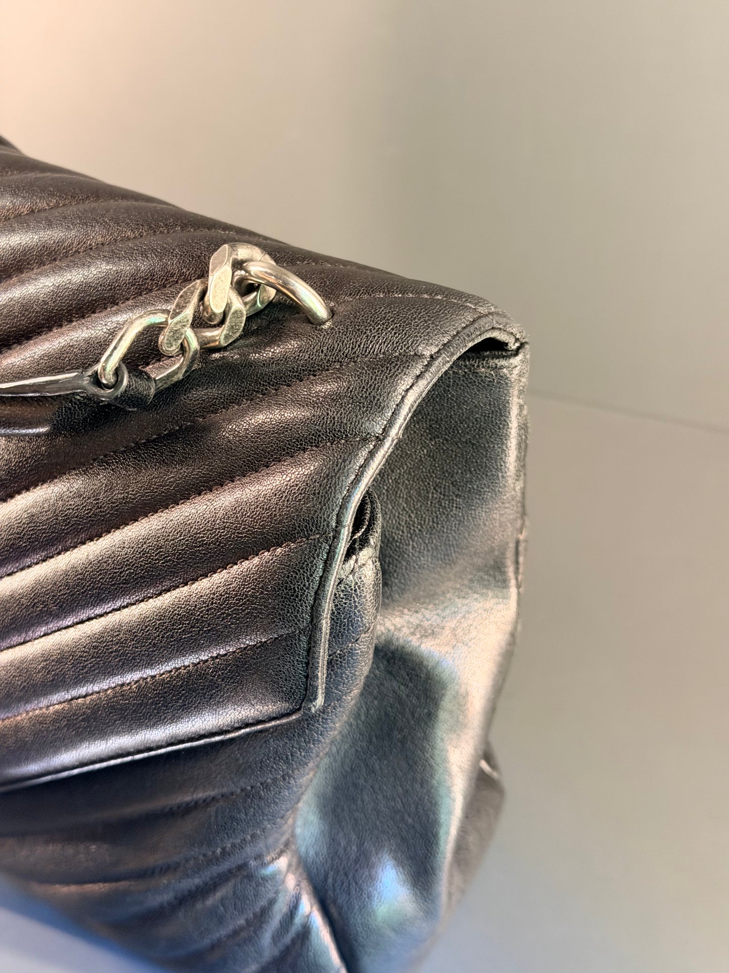 SAINT LAURENT BLACK LARGE COLLEGE SHOULDER BAG
