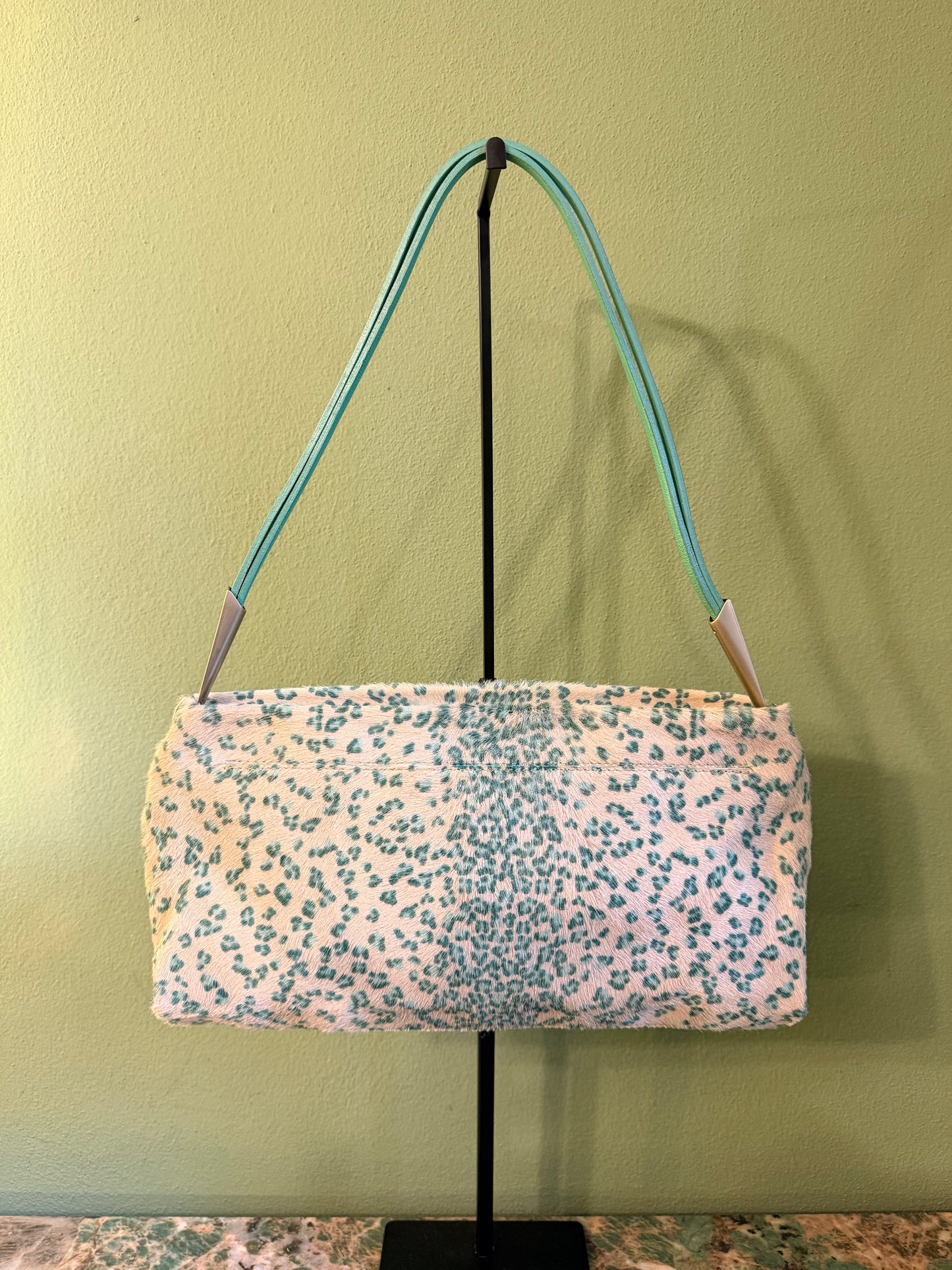 BOTTEGA VENETA GREEN PONYHAIR SHOULDER BAG