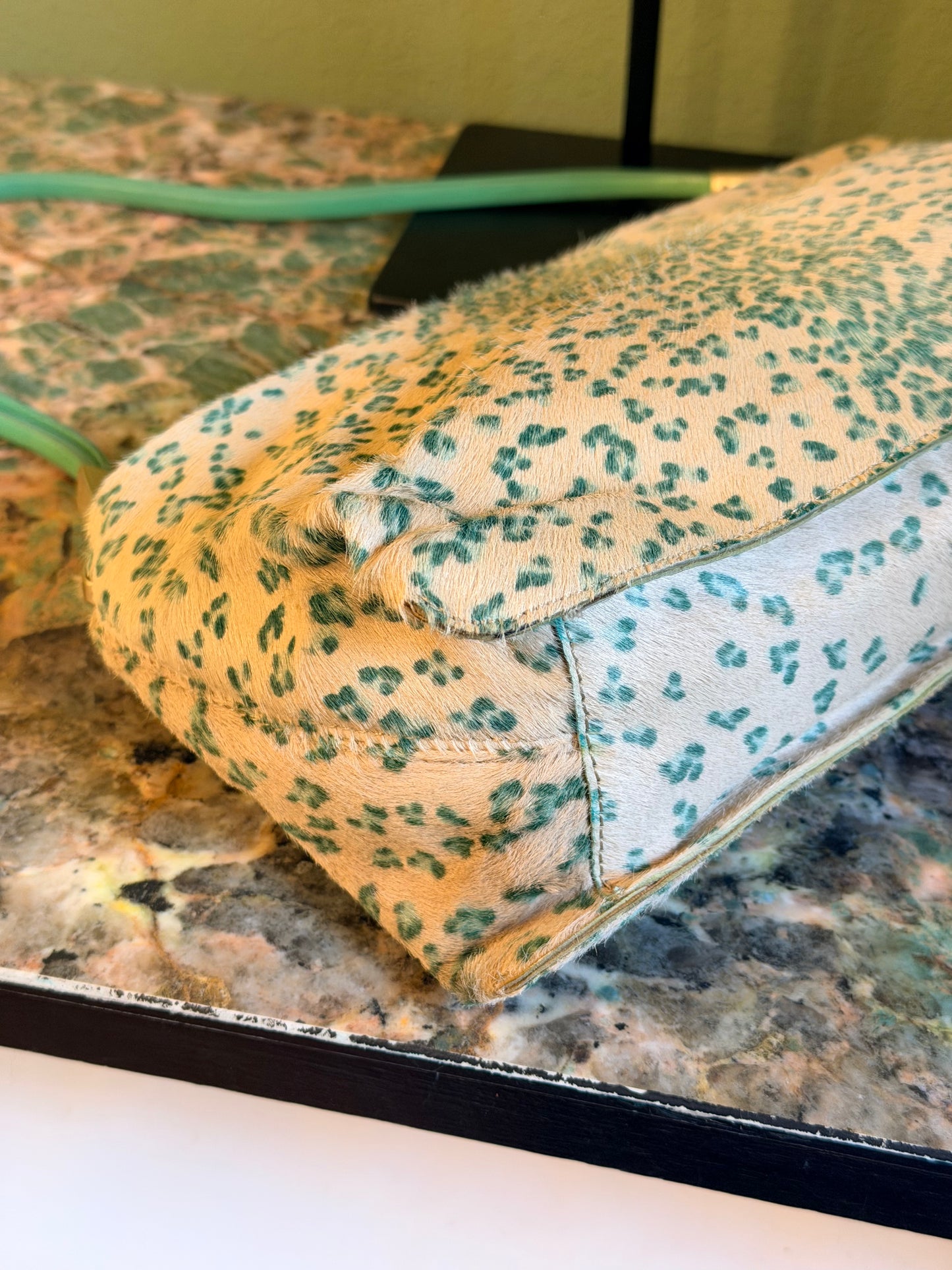 BOTTEGA VENETA GREEN PONYHAIR SHOULDER BAG