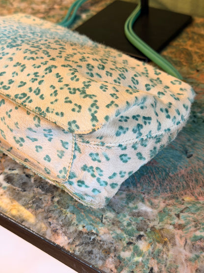 BOTTEGA VENETA GREEN PONYHAIR SHOULDER BAG