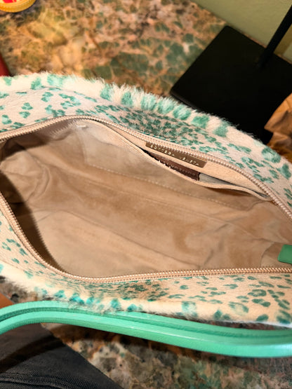 BOTTEGA VENETA GREEN PONYHAIR SHOULDER BAG