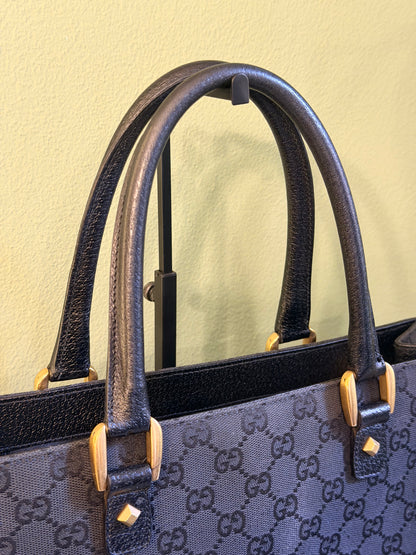 GUCCI BLACK MONOGRAM VERTICAL HANDBAG