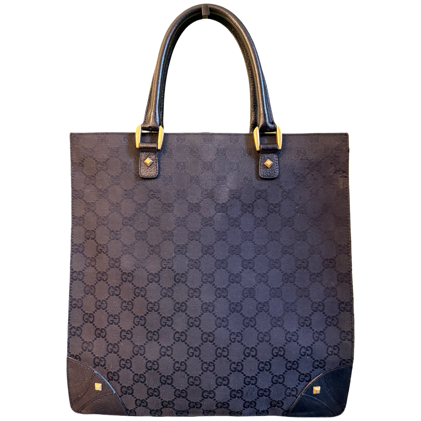 GUCCI BLACK MONOGRAM VERTICAL HANDBAG