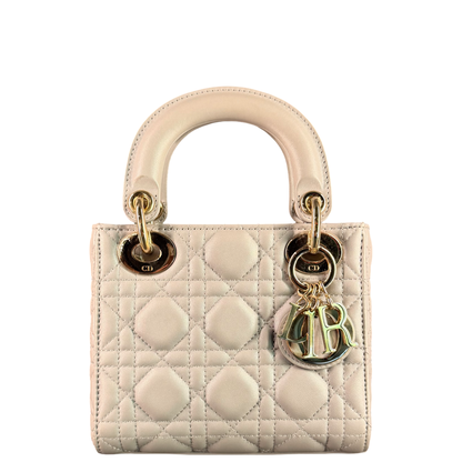 DIOR GRAY MINI LADY DIOR HANDBAG