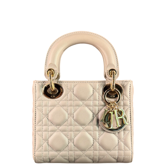 DIOR GRAY MINI LADY DIOR HANDBAG
