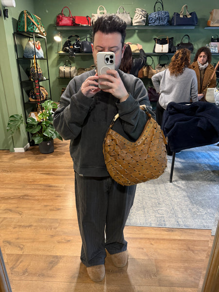 SAINT LAURENT TAN MOMBASA HOBO BAG