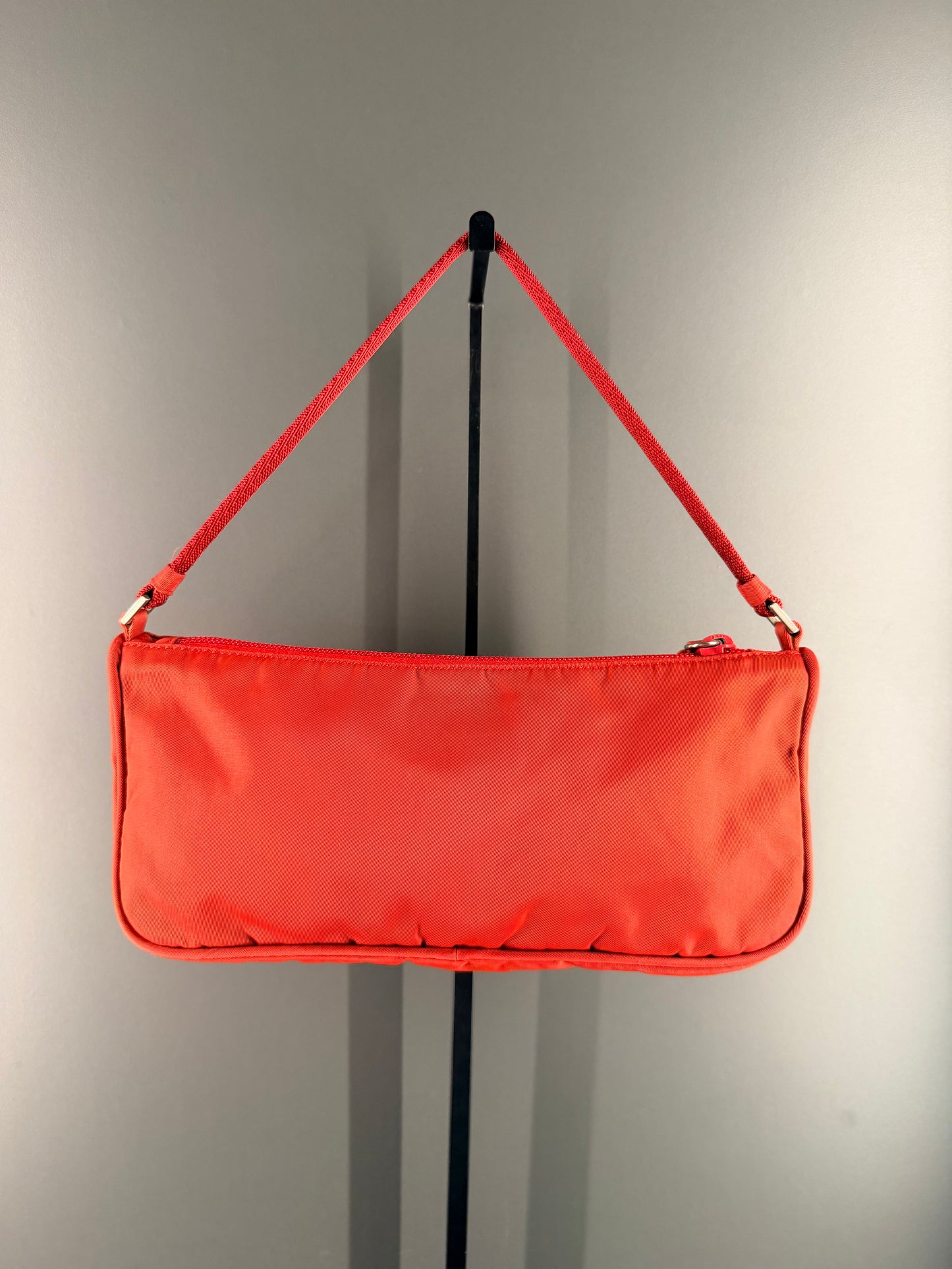 PRADA RED NYLON SHOULDER BAG