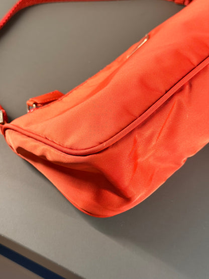 PRADA RED NYLON SHOULDER BAG