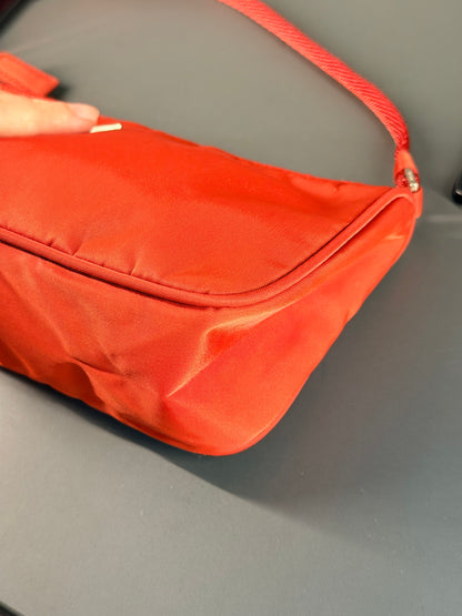 PRADA RED NYLON SHOULDER BAG