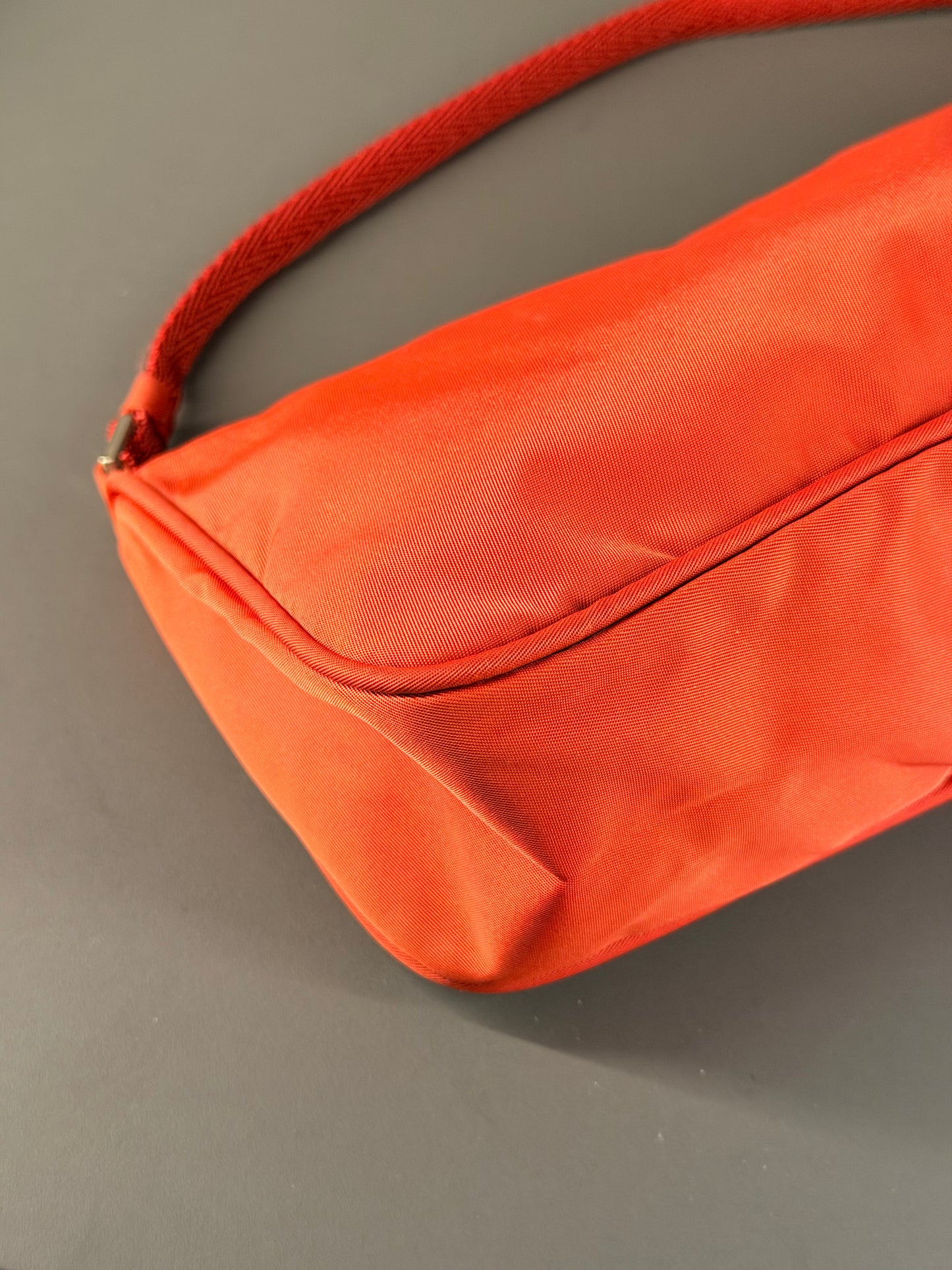 PRADA RED NYLON SHOULDER BAG